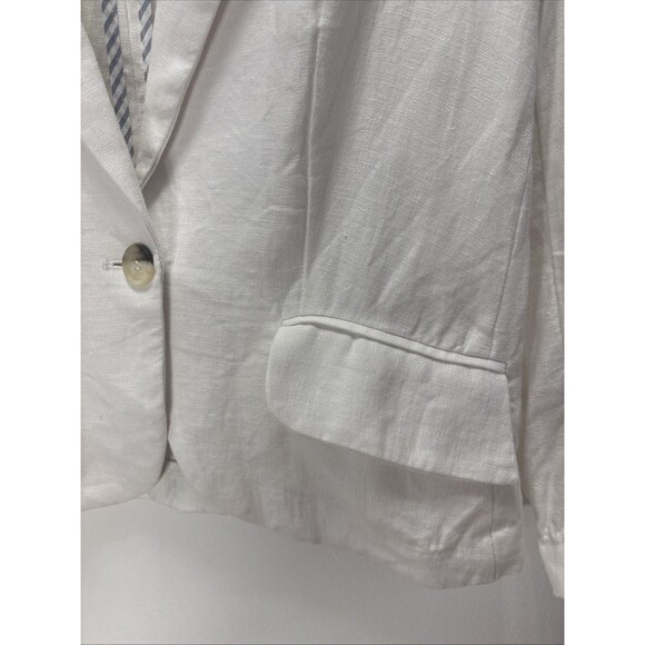 Olivia Moon Women’s 100% Linen White 1-Button Blazer Pockets Sz M - Picture 4 of 15